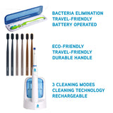 Family Dental Care Bundle: Pursonic RET200 Oscillating Electric Rechargeable Toothbrush, Eco-Friendly Cedarwood Toothbrushes (6 Pack), Portable UV Toothbrush Sanitizer by Pursonic