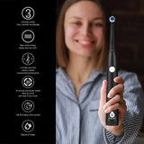 Him’s and Her’s Pursonic USB Rechargeable Rotary Toothbrush Bundle – Black & White Set with 6 Brush Heads and UV Sanitizer Design