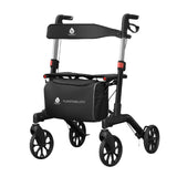 Foldable Wheeled Walker with Backrest and Bag - Adjustable Height, Lightweight, and Sturdy Design for Enhanced Mobility Support by Pursonic