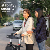 Foldable Wheeled Walker with Adjustable Height, 9-Inch Front and 8-Inch Rear Wheels, 300 lb Capacity