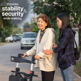 Foldable Wheeled Walker with Adjustable Height, 9-Inch Front and 8-Inch Rear Wheels, 300 lb Capacity by Pursonic