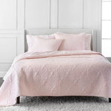 100-Percent Cotton 3-Piece Quilt Bedspread Set in Blush Pink