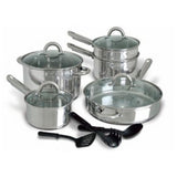 12 Piece Stainless Steel Cookware Set with Tempered Glass Lids