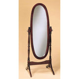 Oval Cheval Mirror Full Length Solid Wood Floor Mirror in Cherry