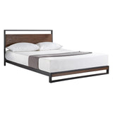 Metal Wood Platform Bed Frame with Headboard