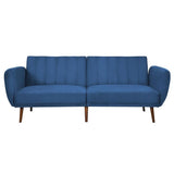 Modern Scandinavian Linen Upholstered Sofa Bed with Wooden Legs
