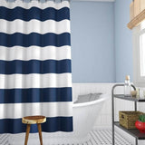 72 x 70 inch Polyester White Nautical Ocean Beach Striped Shower Curtain