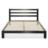 Heavy Duty Metal Platform Bed Frame with Headboard and Wood Slats