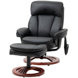 Adjustable Black Leather Electric Remote Massage Recliner Chair w/ Ottoman