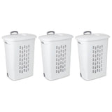 Set of 3 Laundry Hamper Dirty Clothes Baskets with Lids with Roller Wheels
