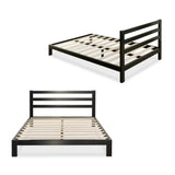 Heavy Duty Metal Platform Bed Frame with Headboard and Wood Slats