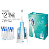 Complete Oral Care Bundle – UV Sonic Toothbrush W 12 Brush Heads, Ultrasonic UV-C Cleaner Pod & Rechargeable Water Flosser