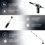 3-in-1 Cordless Rechargeable Cleaning Pursonic Bundle: Power Scrubber, Extended Brush & Mini Vacuum Duster for Home & Car.