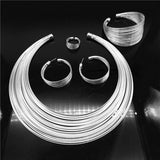 Simplicity Set of Necklace Bracelet Ring and Earrings Italian Design