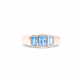 Gold Blue Tristone Ring by Short & Suite