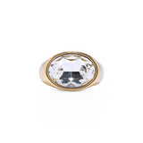 Gold Crystal Bezel Oval Gold Stone Ring by Short & Suite