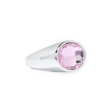 Silver Pink Bezel Oval Gold Stone Ring by Short & Suite