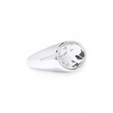 Silver Crystal Bezel Oval Gold Stone Ring by Short & Suite