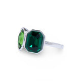 Silver Peridot/Emerald Two Stone Ring by Short & Suite