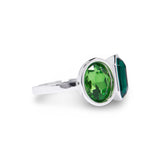 Silver Peridot/Emerald Two Stone Ring by Short & Suite