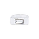 Silver Crystal Rectangle Stone Ring by Short & Suite