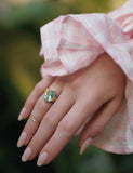 Green Stone Oval Gold Ring by Short & Suite