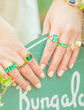 Green Stone Braided Gold Ring by Short & Suite