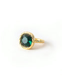 Green Stone Braided Gold Ring by Short & Suite