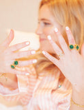 Green Stone Braided Gold Ring by Short & Suite