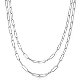 Silver Double Elongated Link Chain Necklace by eklexic