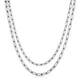 Silver Double Medium Link Chain Necklace by eklexic