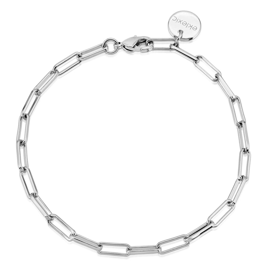 Silver Elongated Link Chain Anklet by eklexic