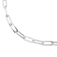 Silver Large Elongated Link Chain Anklet by eklexic