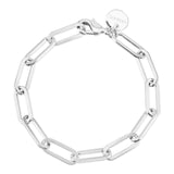 Silver Large Elongated Link Chain Bracelet by eklexic