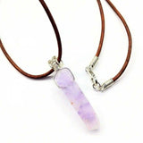 Silver Wrapped Light Amethyst Point Gemstone Necklace
