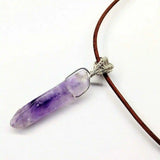 Silver Wrapped Light Amethyst Point Gemstone Necklace