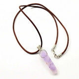 Silver Wrapped Light Amethyst Point Gemstone Necklace