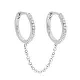 Diamond Double Huggie Chain Earring 14K by By Adina Eden