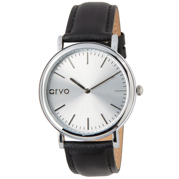 Arvo Silver Time Sawyer Watch - Black Leather by Arvo