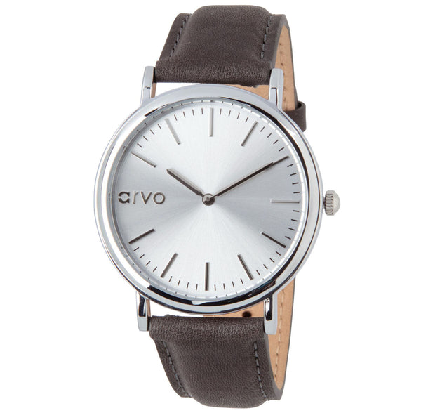 Arvo Silver Time Sawyer Watch - Gray Leather by Arvo