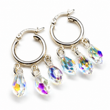 Handmade Sterling Silver Crystal Drop Hoops