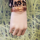 Stackable Copper Hammered Open Double Canted Angle Bangles