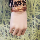 Stackable Copper Hammered Open Double Canted Angle Bangles