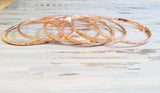 Stackable Copper Hammered Open Double Canted Angle Bangles