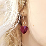 Sterling Silver Red Heart Crystal Earrings