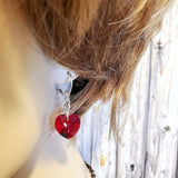 Sterling Silver Red Heart Crystal Earrings