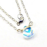 Sterling Silver Wire Wrapped Crystal Briolette Drop Necklace