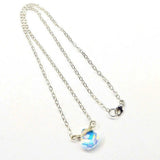 Sterling Silver Wire Wrapped Crystal Briolette Drop Necklace