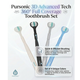 Pursonic 3D Advanced Tech 360° Full Coverage Toothbrush Set (4-Pack)