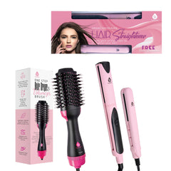 Hair Styling Power Bundle: One Step Hair Dryer & Volumizer Brush + Professional Salon Quality Flat Iron Hair Straightener With Free Travel Straightener by Pursonic